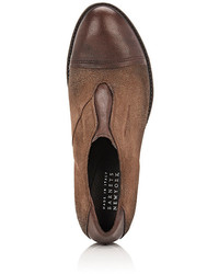 Barneys New York Suede Leather Laceless Oxfords