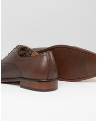 Red Tape Toe Cap Oxford Shoes In Brown Leather