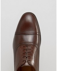 Red Tape Toe Cap Oxford Shoes In Brown Leather