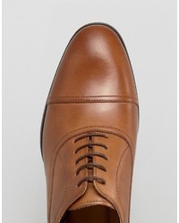 Red Tape Toe Cap Oxford Shoes In Tan Leather