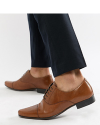 ASOS DESIGN Wide Fit Oxford Shoes In Tan Leather With Toe Cap