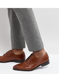 Dune Wide Fit Toe Cap Derby Shoes In Tan Leather