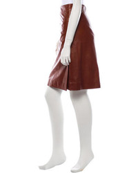 Carolina Herrera Leather Skirt