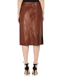 Nina Ricci Whipstitched Leather Pencil Skirt