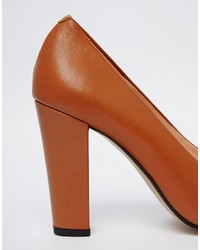 Ganni Candie Texas Chunky Heeled Leather Court Shoes