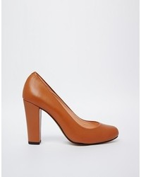 Ganni Candie Texas Chunky Heeled Leather Court Shoes