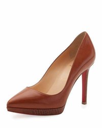 Christian Louboutin Pigalle Plato Napa 100mm Red Sole Pump Brown