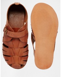 Asos Brand Fisherman Sandals In Tan Leather