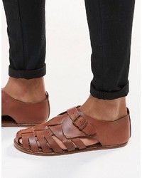 Asos Brand Fisherman Sandals In Tan Leather