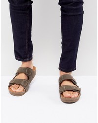 Eastland Caleb Double Strap Suede Sandals In Brown