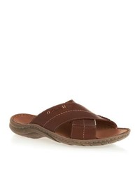 Clarks Woodlake Cross Sandals Brown Leather