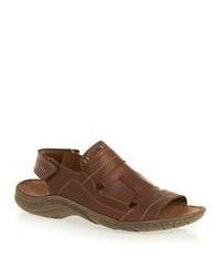 Clarks Woodlake Open Sandals Brown Leather