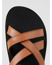 Topman Tan Leather Sports Sandals