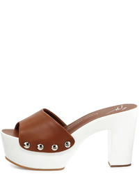 Giuseppe Zanotti White Wall Leather Platform Clog Sandal Tan