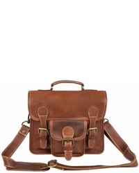 Mahi Leather Mini Leather Harvard Satchelmessenger Bag Handbagclutch Bag In Vintage Brown