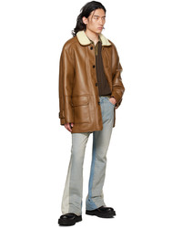DRAE Brown Faux Leather Jacket