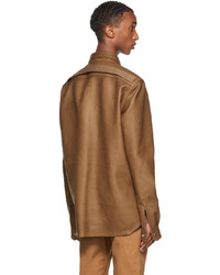 Rick Owens Tan Leather Outershirt Jacket