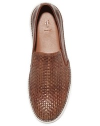 Frye Gates Woven Leather Slip On Sneakers
