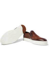 Berluti Playtime Scritto Leather Slip On Sneakers