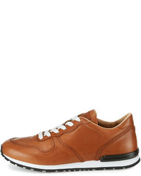 Tod's Burnished Leather Trainer Sneaker Tan