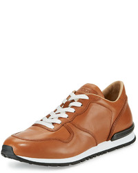 Tod's Burnished Leather Trainer Sneaker Tan