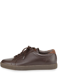 Brunello Cucinelli Lace Front Leather Sneaker Brown