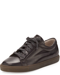 Brunello Cucinelli Leather Lace Up Sneakers Brown