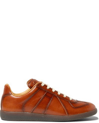 Maison Margiela Replica Panelled Burnished Leather Sneakers