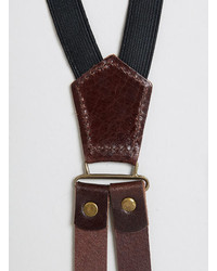Topman Brown Leather Suspenders