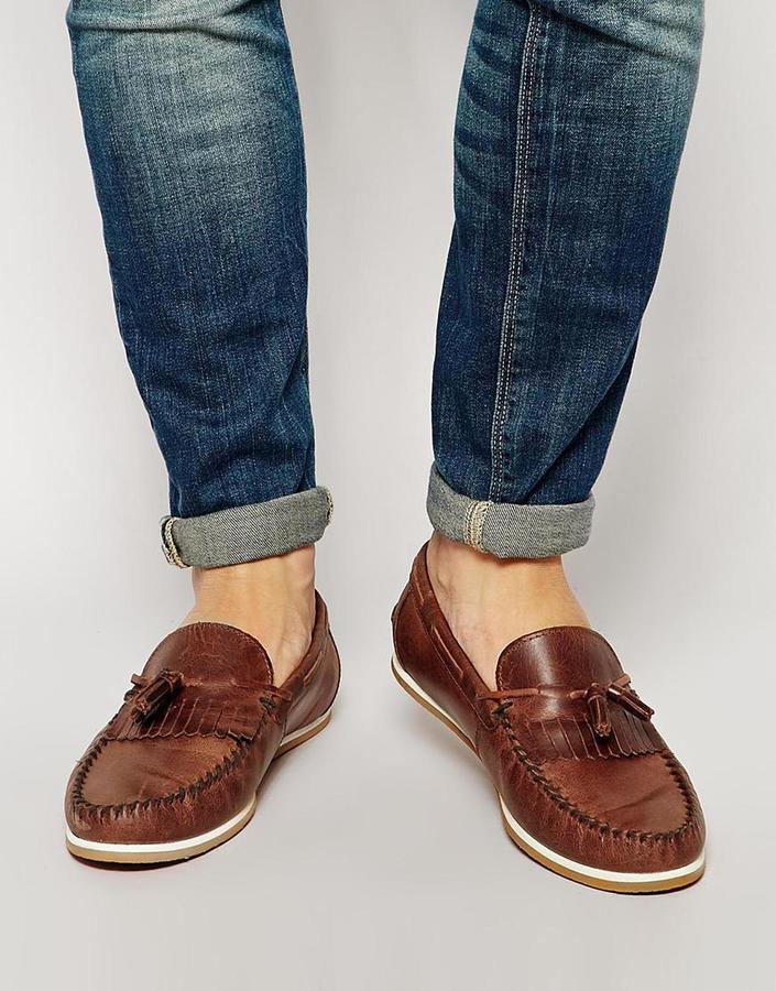 Asos Brand Tassel Loafers In Leather, $72 | Asos | Lookastic