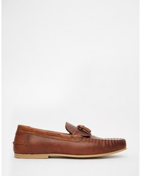 Asos Brand Tassel Loafers In Leather With Fringe