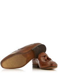 Hudson Shoes Hudson Tan Leather Tassel Slippers