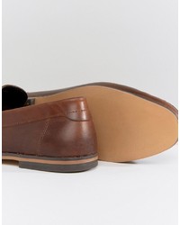 Asos Loafers In Brown Leather With Tassel