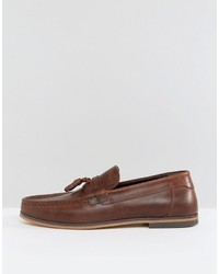 Asos Loafers In Brown Leather With Tassel