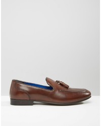 Red Tape Tassel Loafers In Brown Leather
