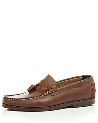 River Island Tan Brown Leather Heavy Sole Tassel Loafers