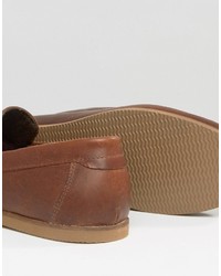Asos Tassel Loafer In Tan Leather With Gum Sole