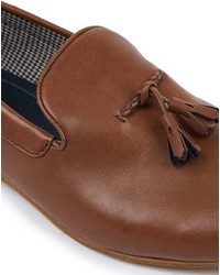 Topman Brown Faux Leather Tassel Loafers