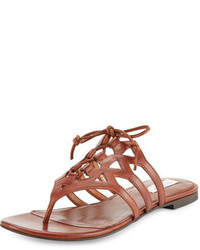 Cole Haan Claudia Leather Lace Up Thong Sandal Acorn
