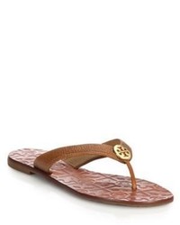 Tory Burch Thora Tumbled Leather Thong Sandals