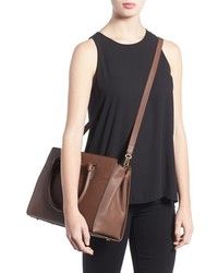 Salvatore Ferragamo Beky Large Leather Tote Brown