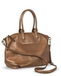Merona Genuine Leather Tote Handbag With Removable Strap Brown