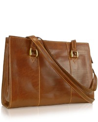 Chiarugi Handmade Brown Genuine Italian Leather Zip Satchel Bag