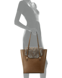 Neiman Marcus Mag Faux Leather Tote Bag Taupe