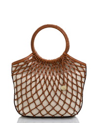 Brahmin Meloney Woven Leather Canvas Tote