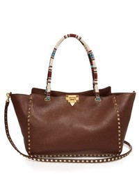 Valentino Rockstud Bead Embellished Leather Cross Body Tote
