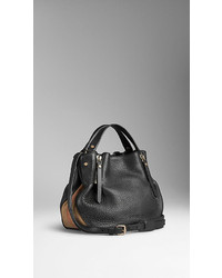 Burberry Small Check Detail Leather Tote Bag