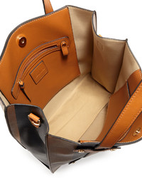 Neiman Marcus Steamer Faux Leather Tote Bag Taupeblack