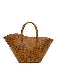 Little Liffner Tan Small Croc Open Tulip Tote