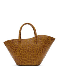 Little Liffner Tan Small Croc Open Tulip Tote